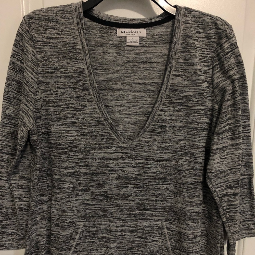 Large, Liz Claiborne, 3/4 Sleeved Shirt